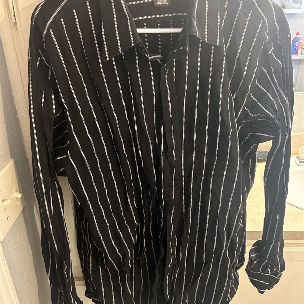 Michael Kors Black and White Striped Shirt